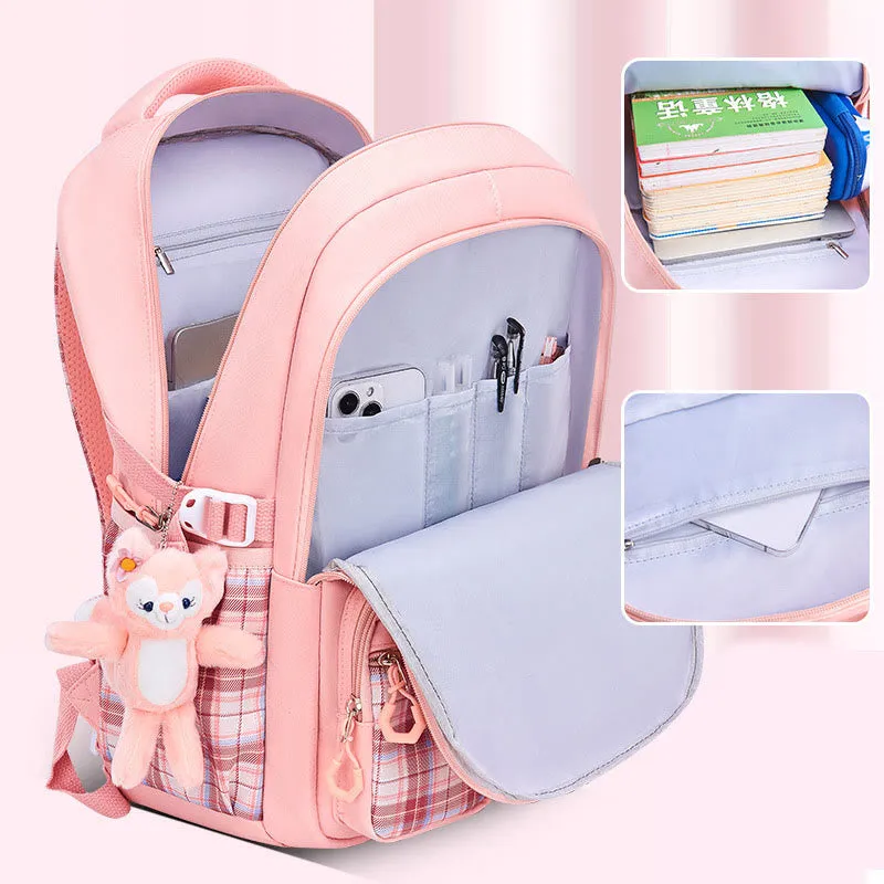 Backpack For Girls Cute Cartoon Pendant Lightweight Large Capacity Schoolbag