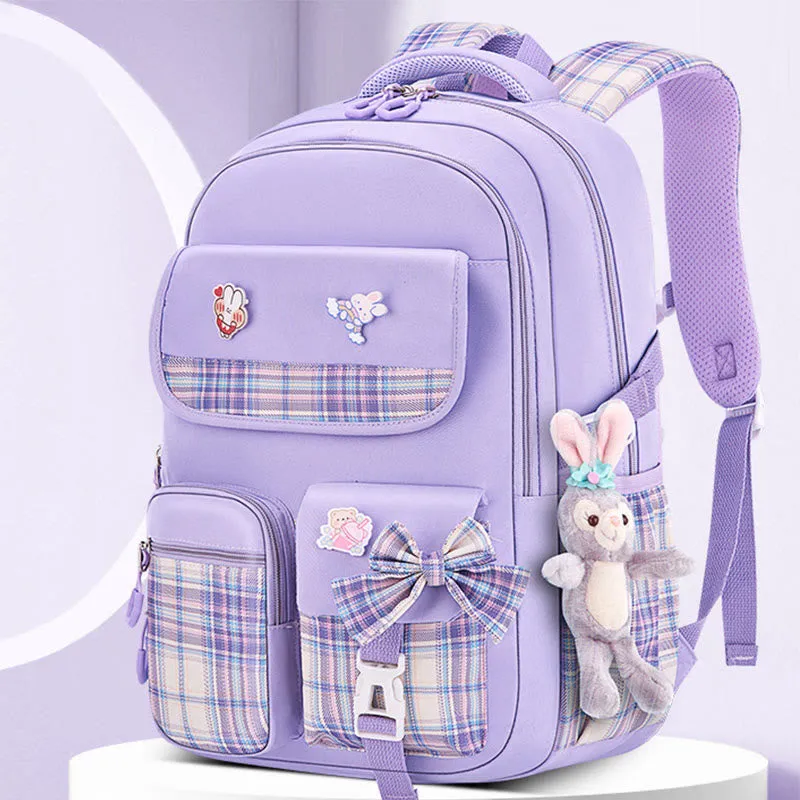 Backpack For Girls Cute Cartoon Pendant Lightweight Large Capacity Schoolbag