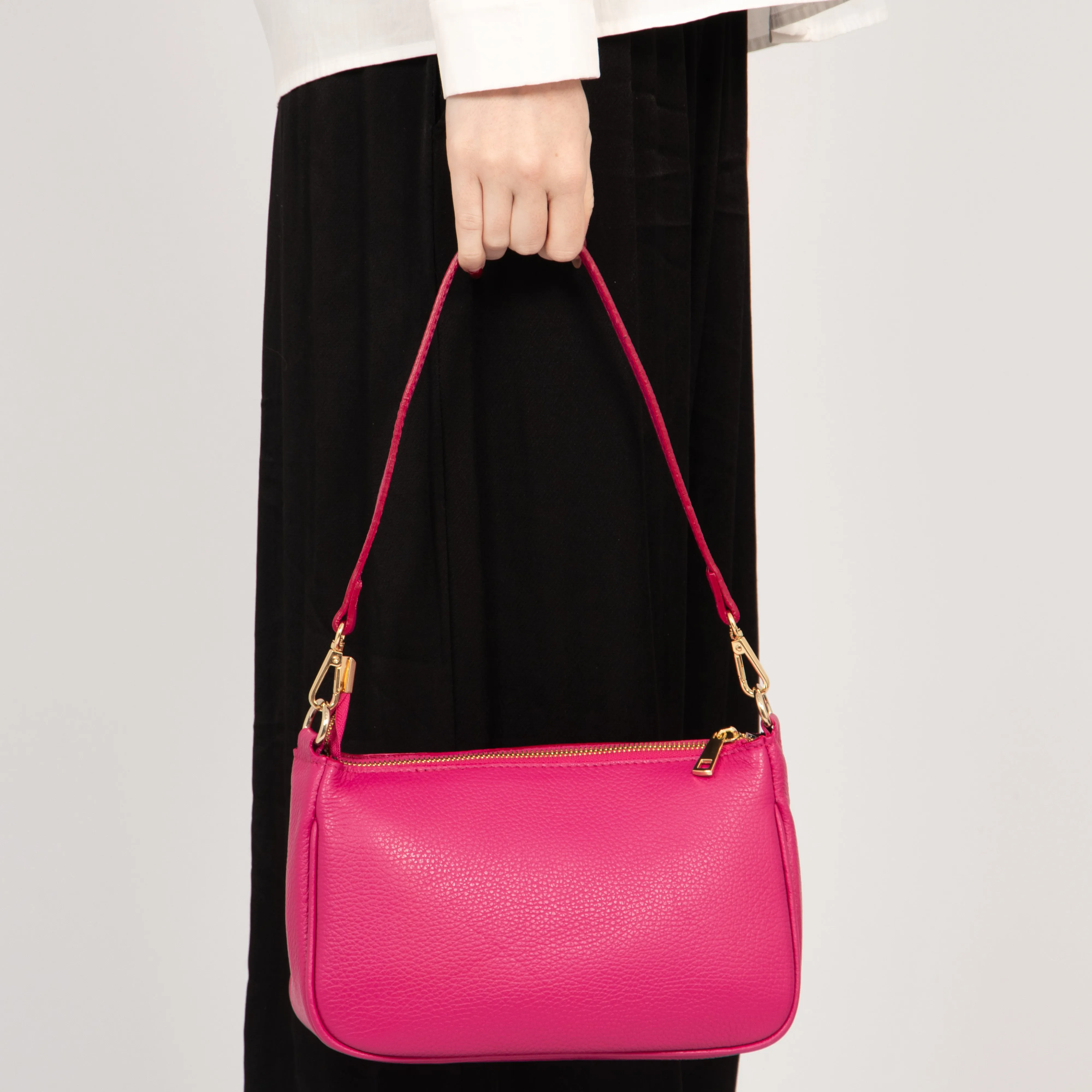Chloe Baguette Bag - Raspberry, Pebbled