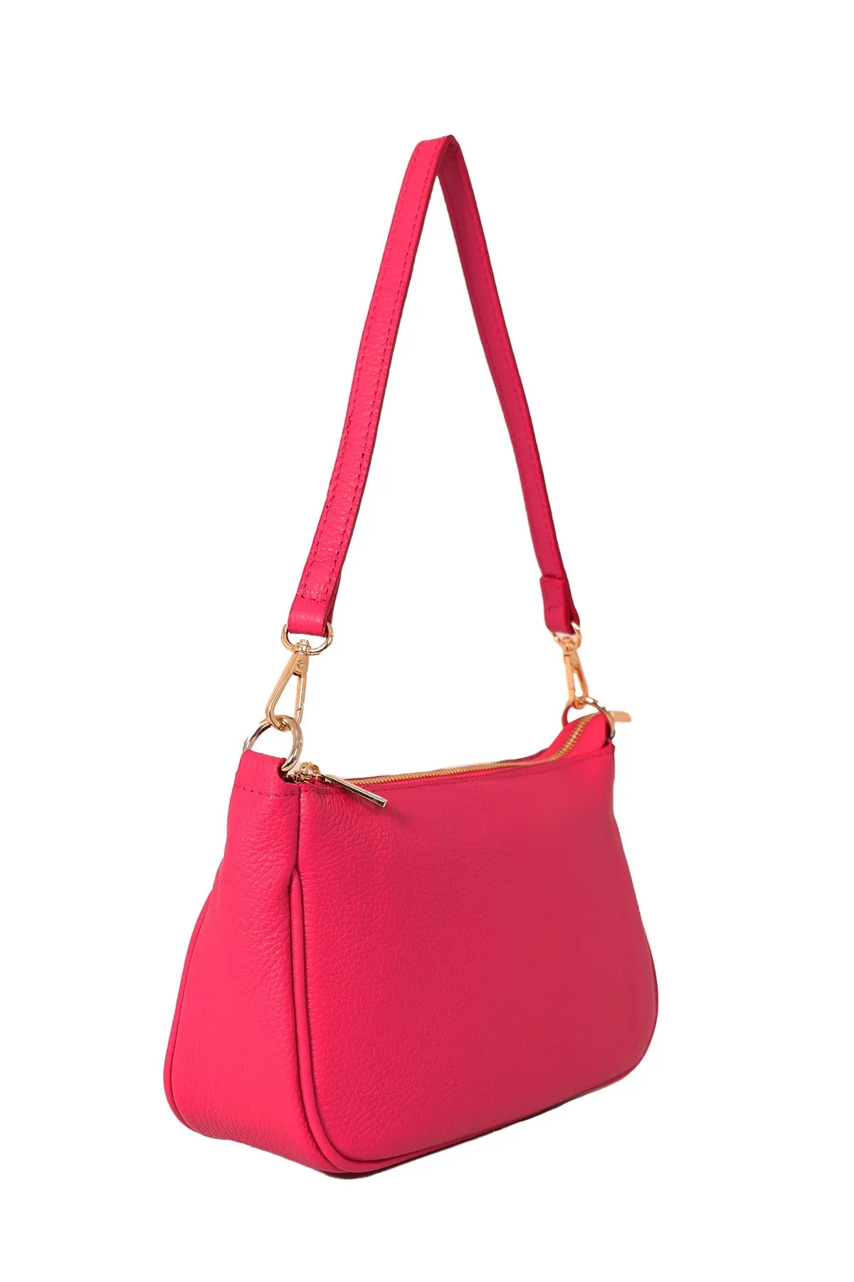 Chloe Baguette Bag - Raspberry, Pebbled