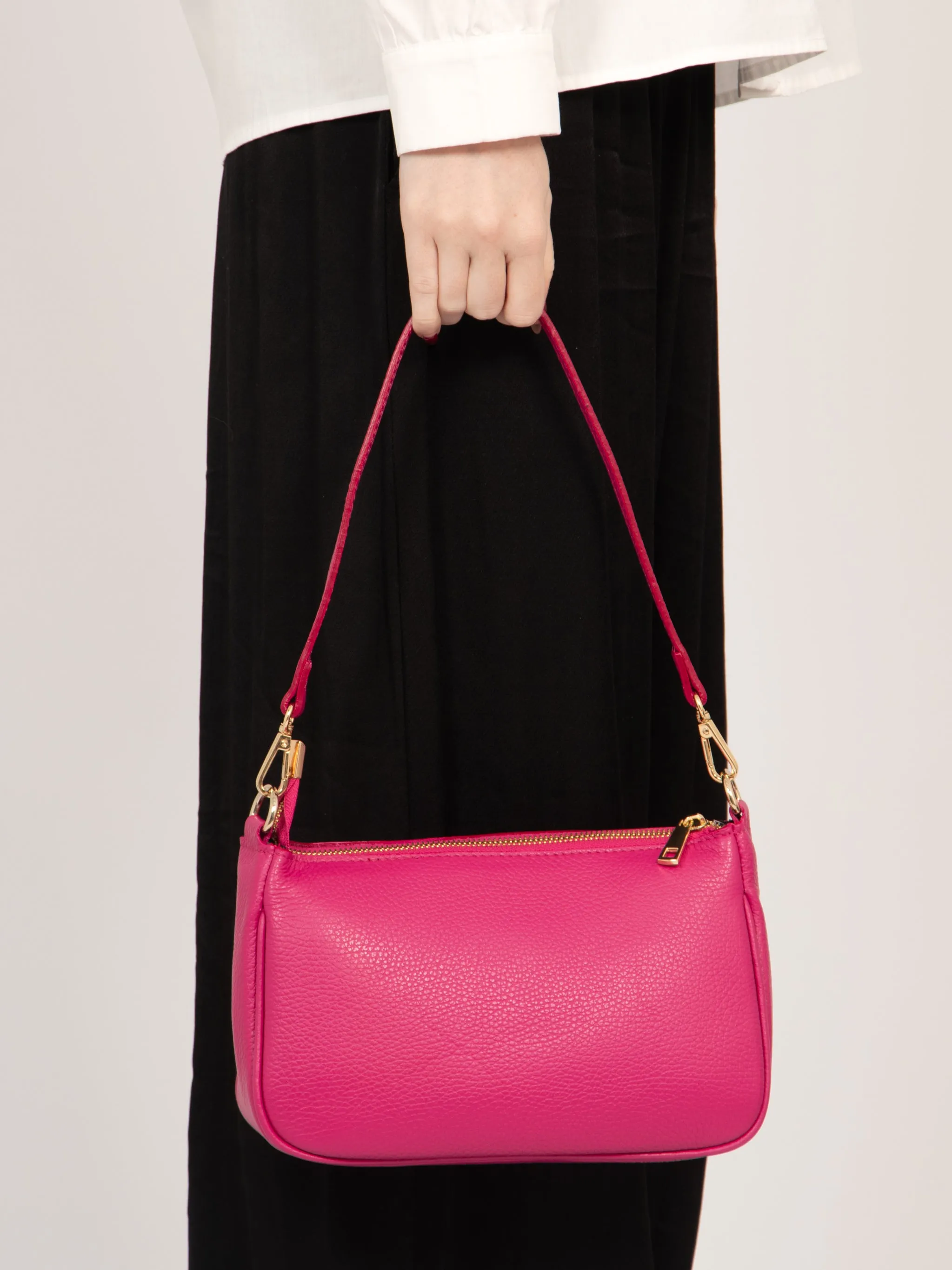 Chloe Baguette Bag - Raspberry, Pebbled