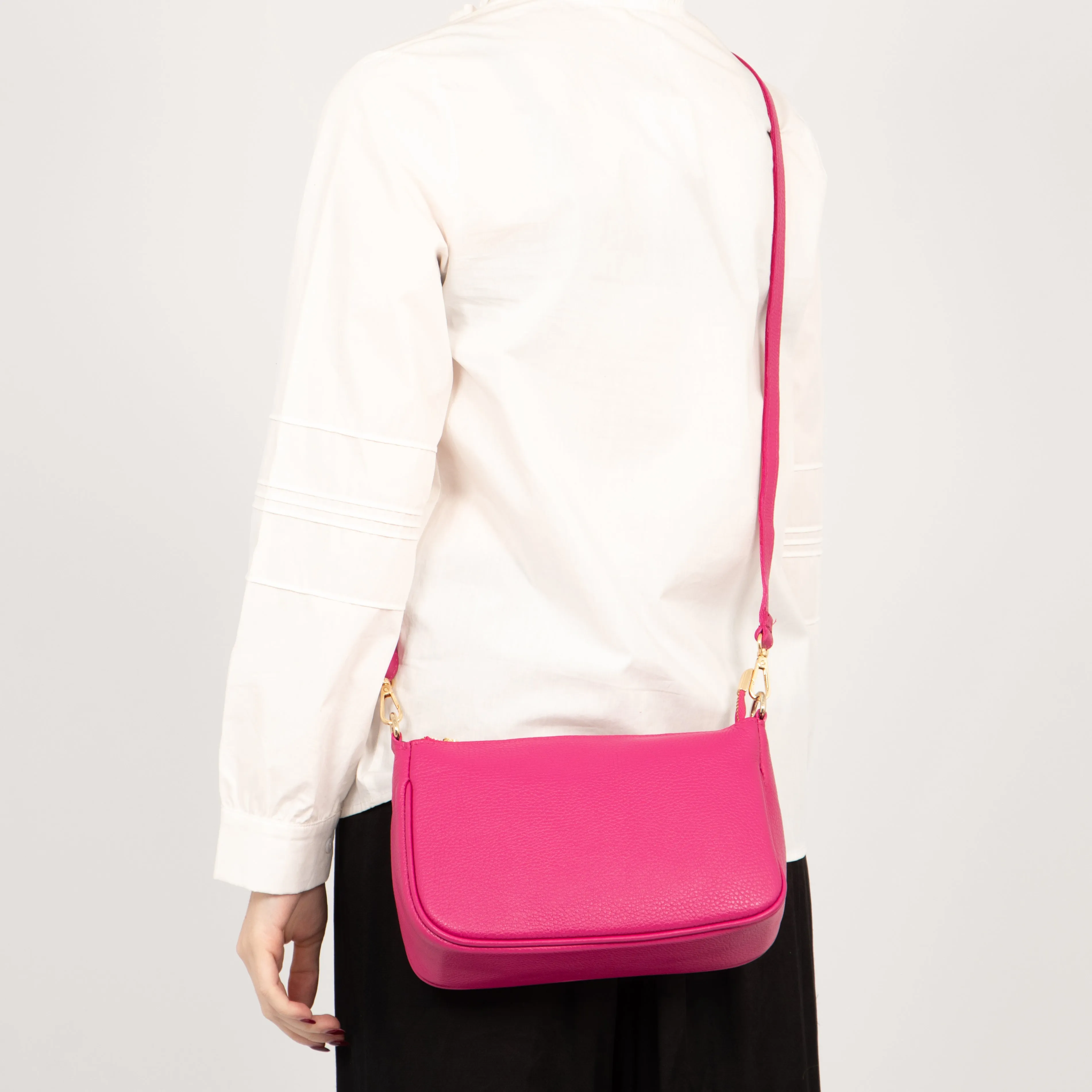 Chloe Baguette Bag - Raspberry, Pebbled