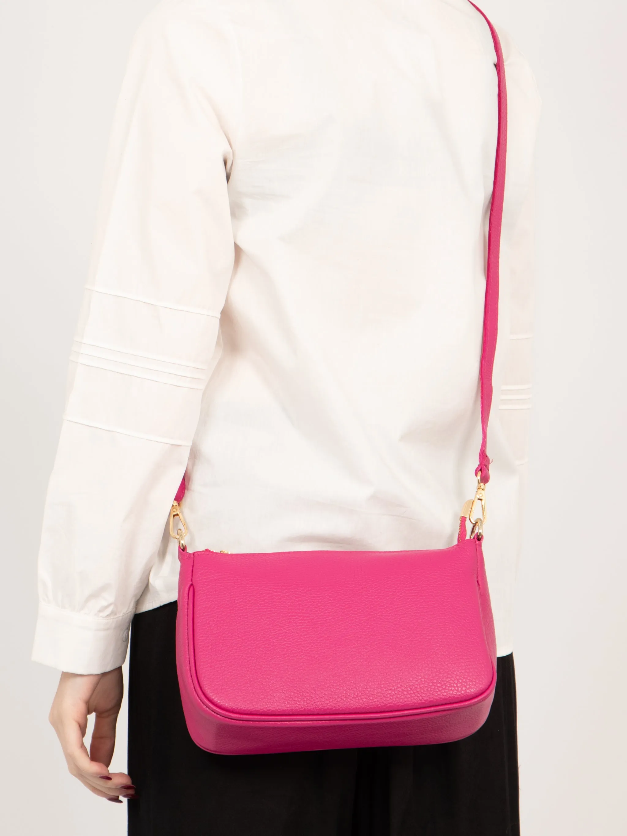 Chloe Baguette Bag - Raspberry, Pebbled