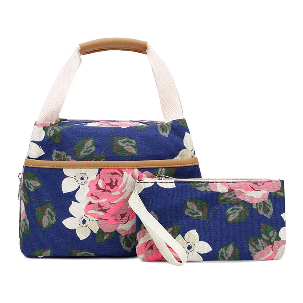 Classical Floral Backpack Set with Charger for School Girls Laptop Bookbag Daypack