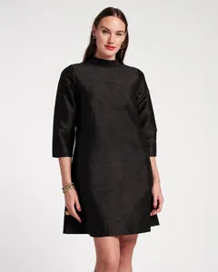 Diplomat Mini Dress Solid Dupioni Black