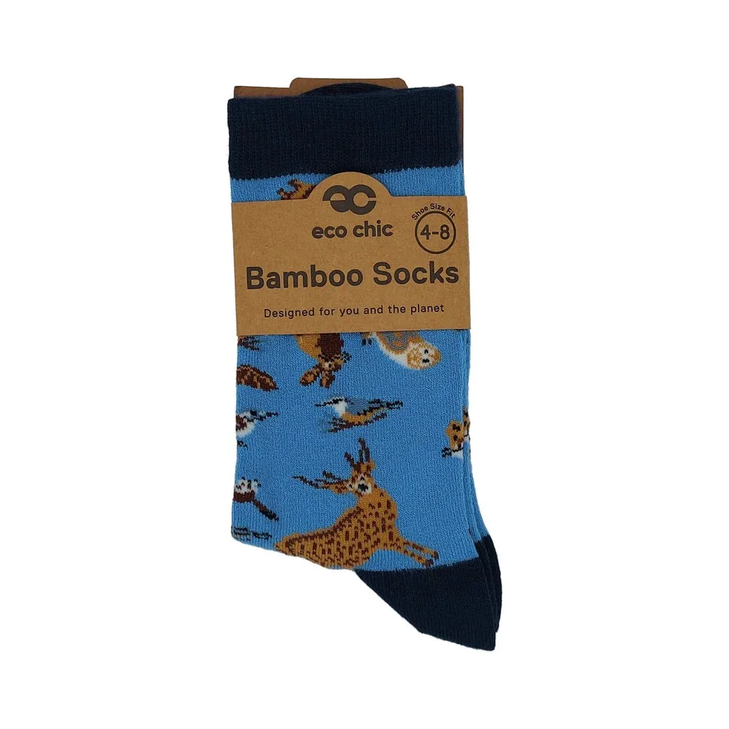 Eco Chic Eco-Friendly Woodland Natives Blue Bamboo Socks