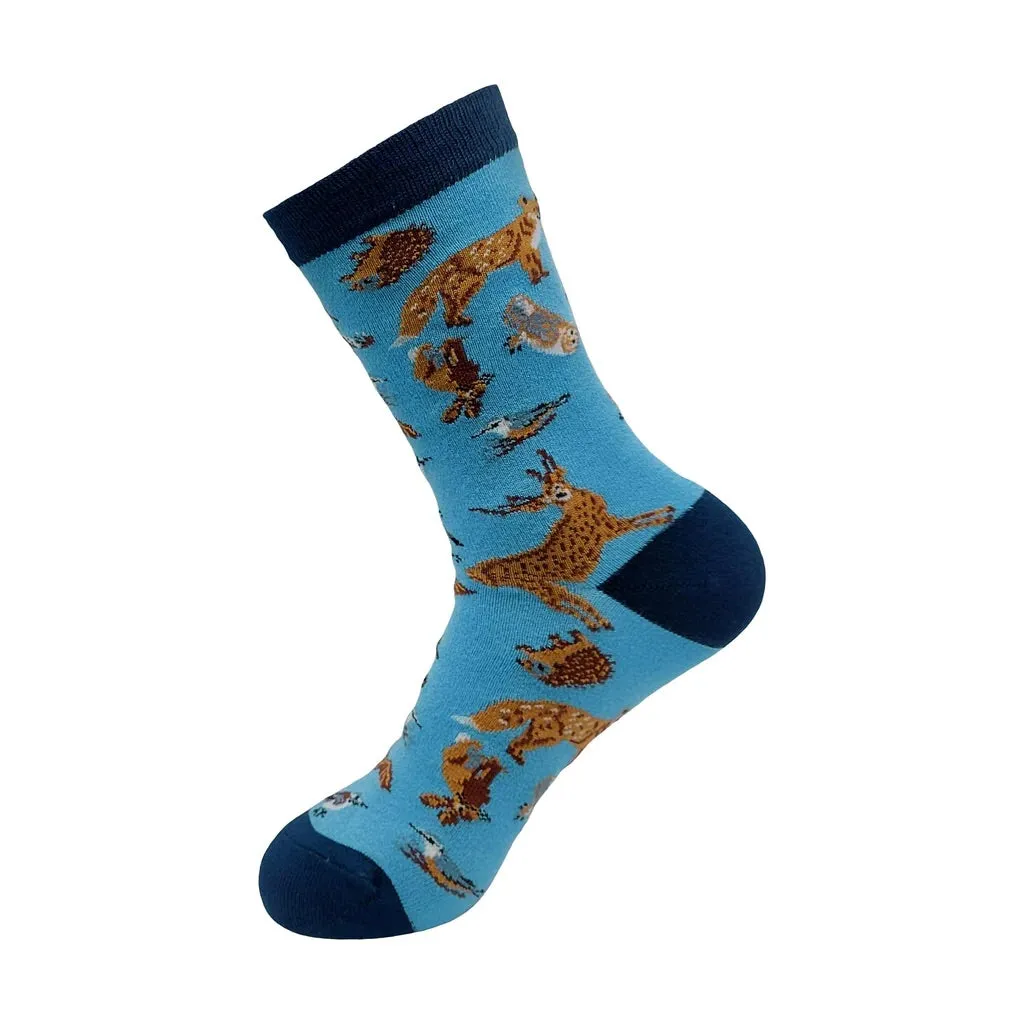 Eco Chic Eco-Friendly Woodland Natives Blue Bamboo Socks