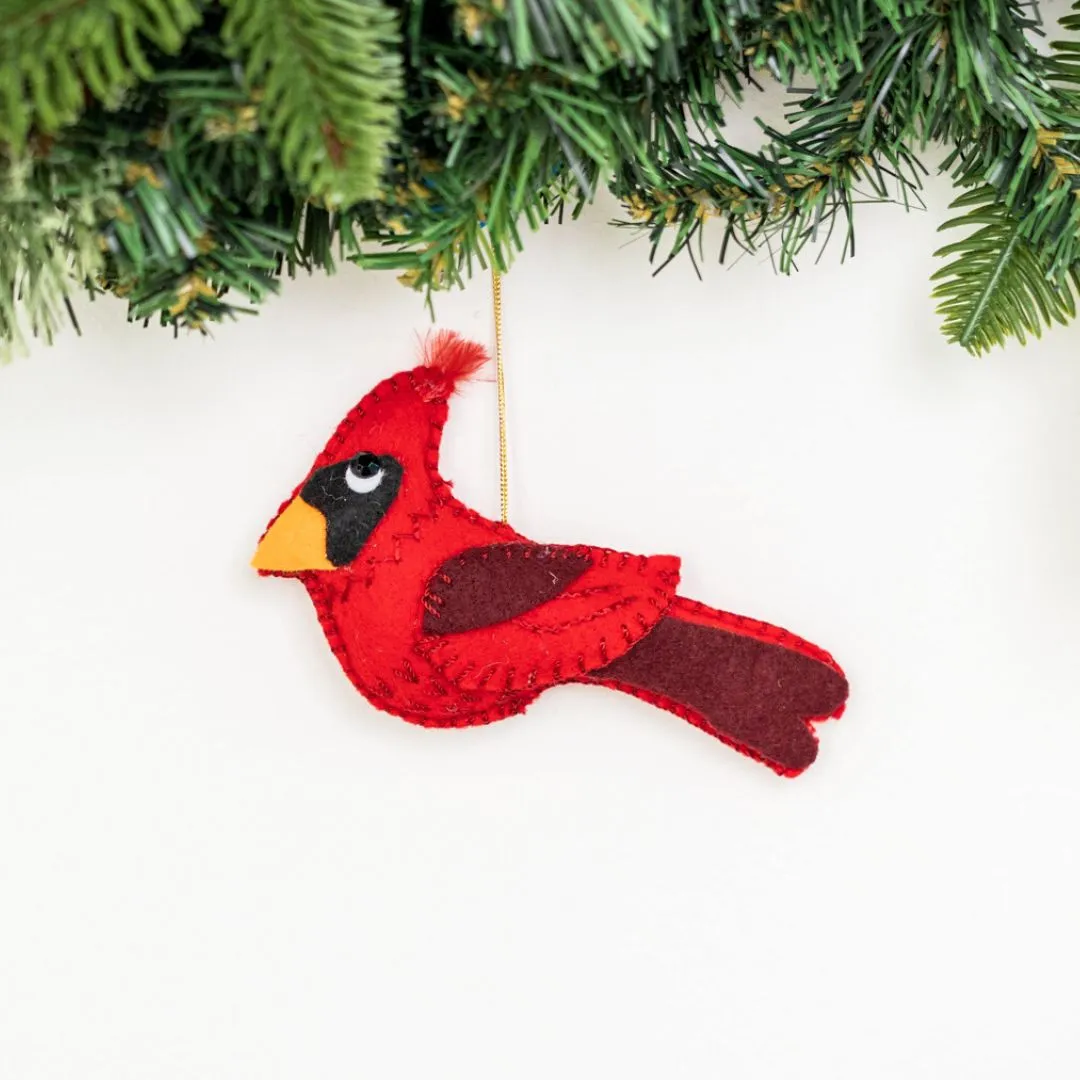 Eco-Friendly Felt Cardinal Christmas Ornament