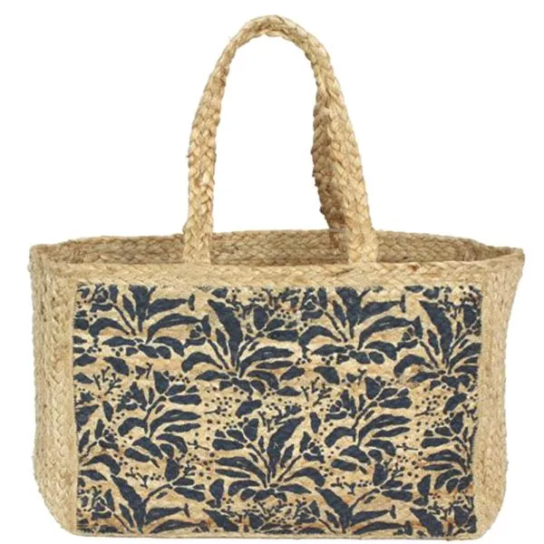 FASHION DESIGN JUTE TOTE HANDBAG  - BLUE