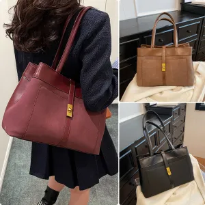 Frosted Commuter Tote Minimalist Solid Color Leather Underarm Bag