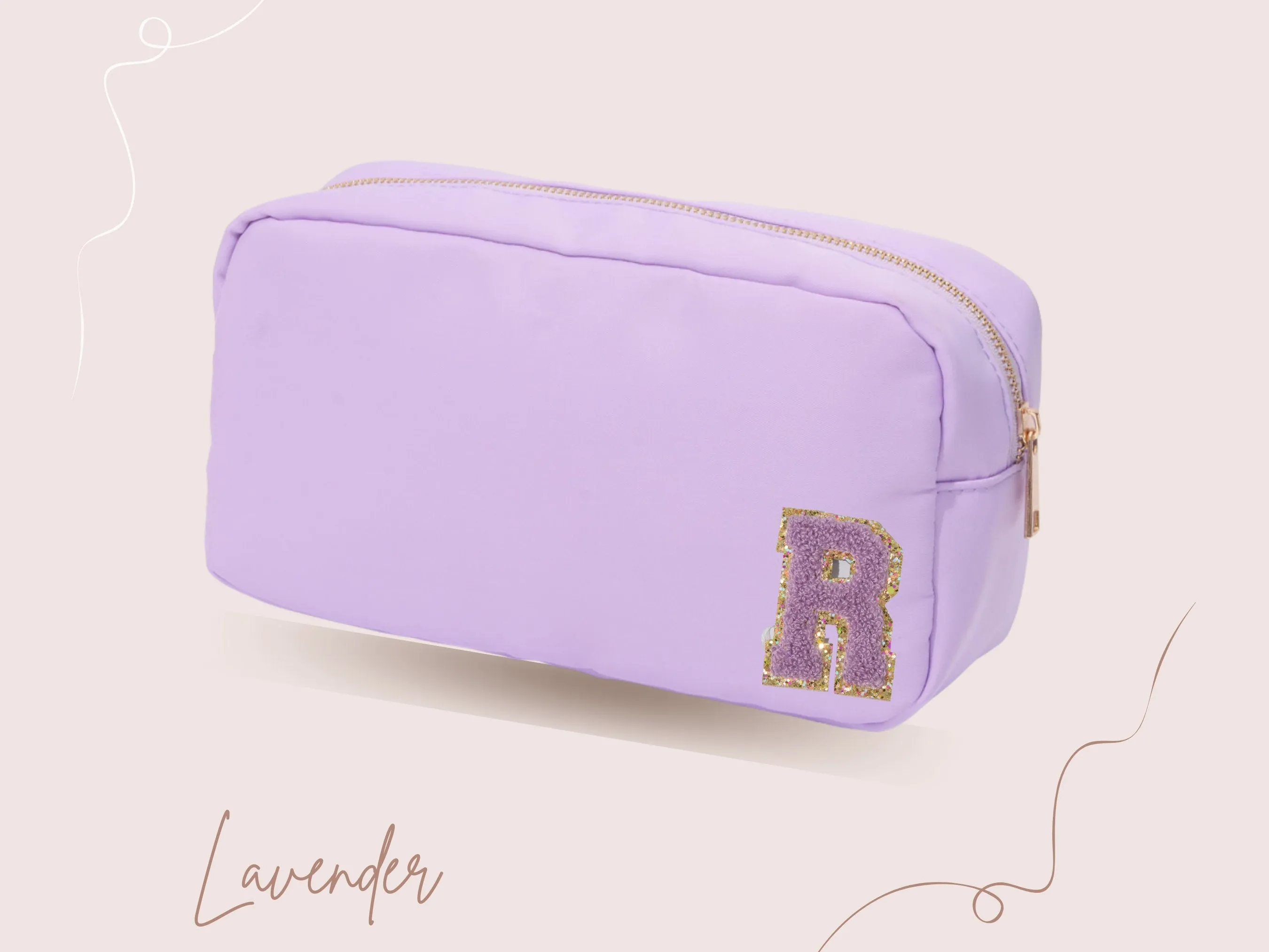 Medium Customized Cosmetic Toiletry Bag, Nylon Make Up Bag, Personalized Name Bag, Bridesmaid Gift