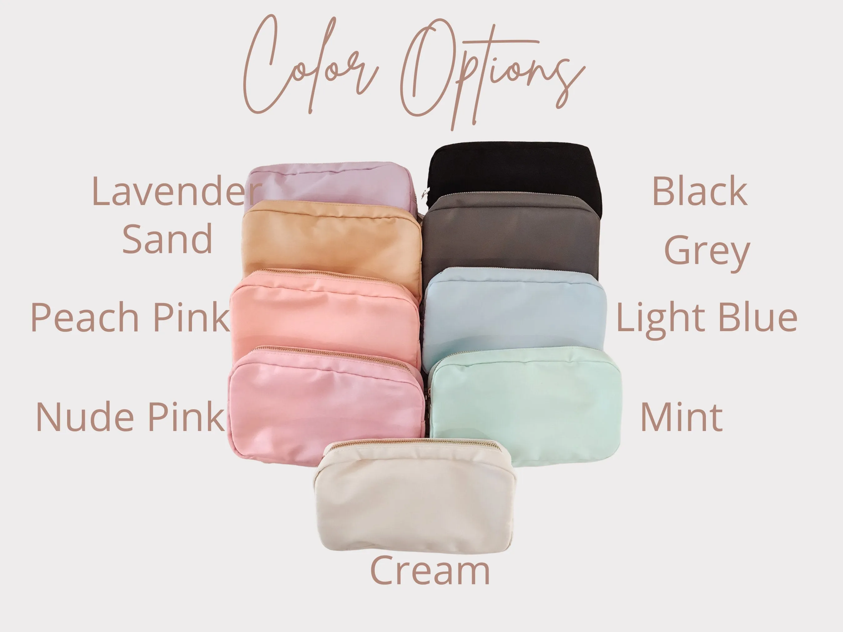 Medium Customized Cosmetic Toiletry Bag, Nylon Make Up Bag, Personalized Name Bag, Bridesmaid Gift