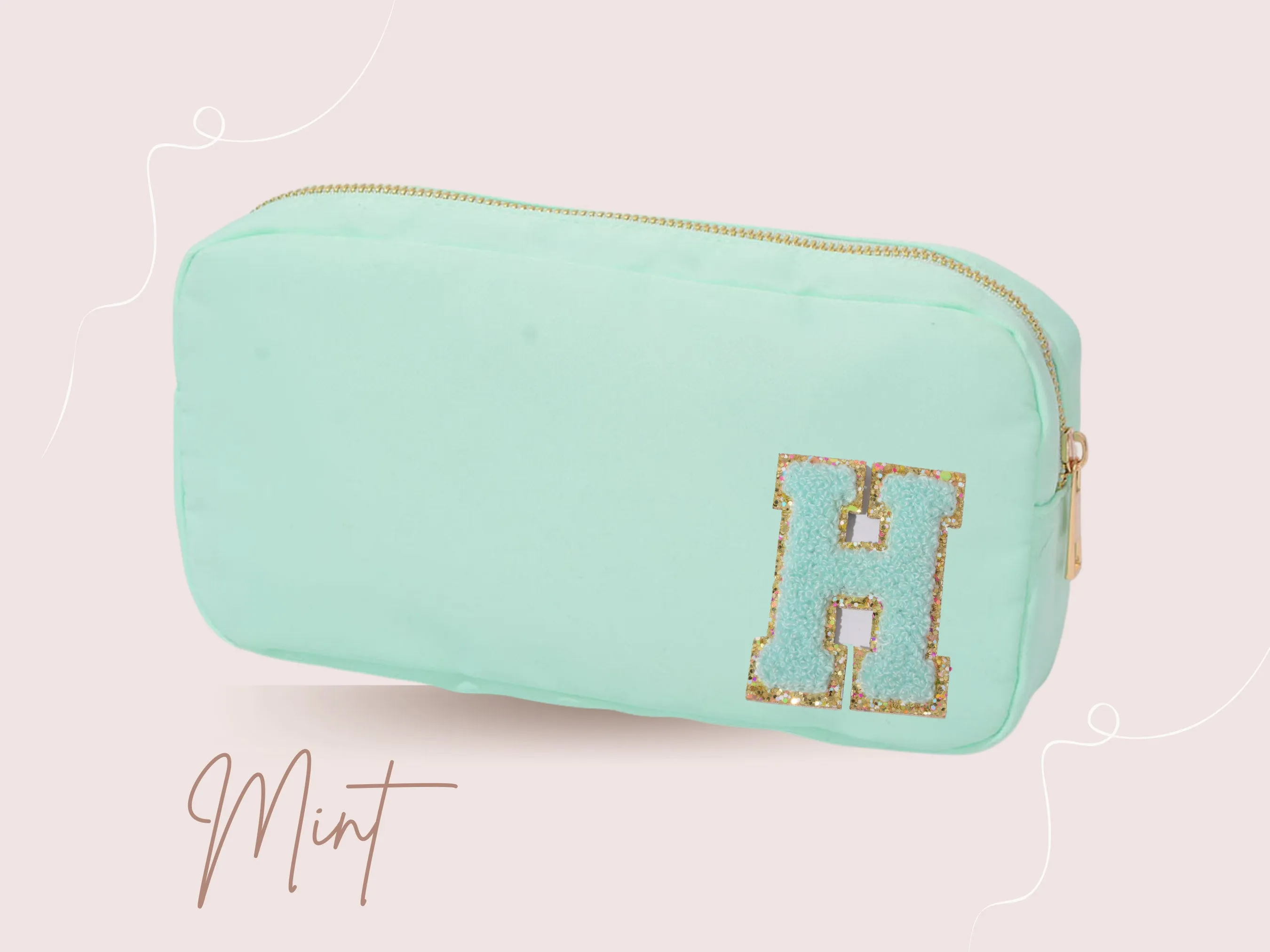 Medium Customized Cosmetic Toiletry Bag, Nylon Make Up Bag, Personalized Name Bag, Bridesmaid Gift