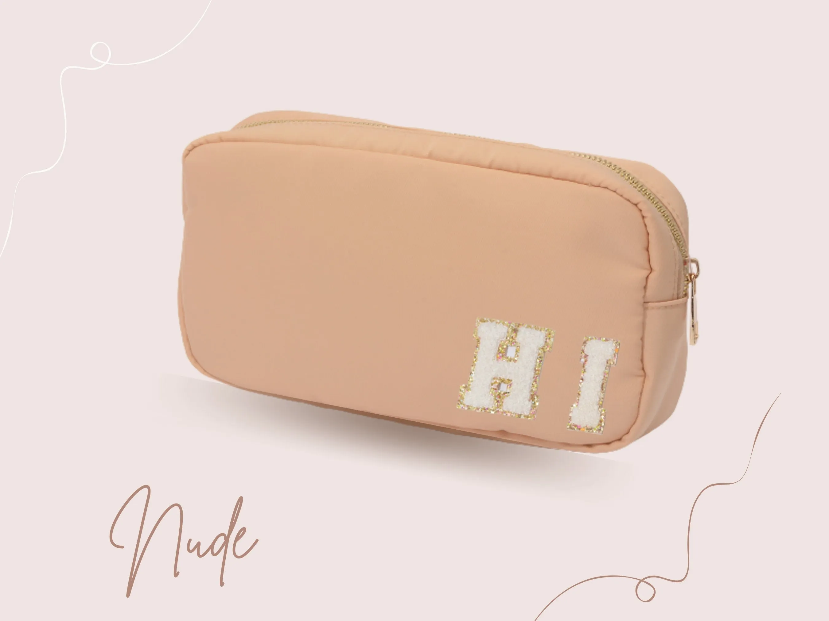 Medium Customized Cosmetic Toiletry Bag, Nylon Make Up Bag, Personalized Name Bag, Bridesmaid Gift