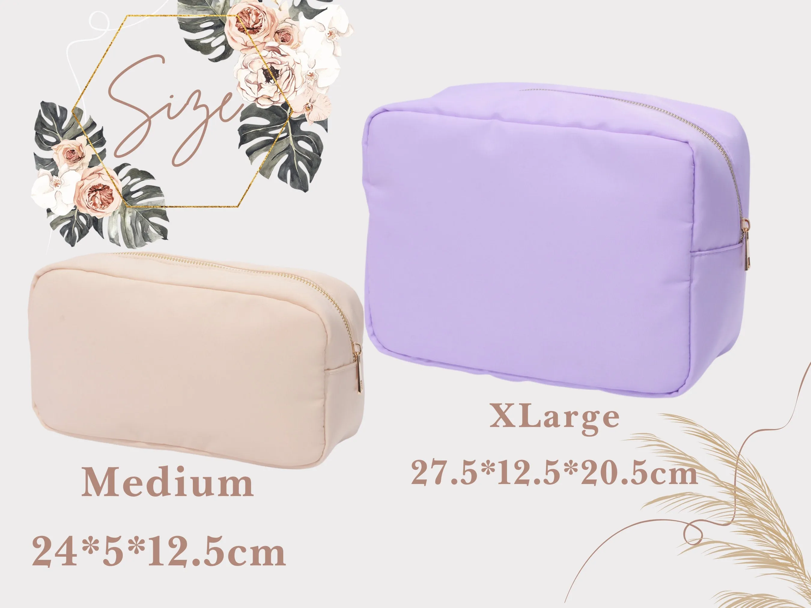 Medium Customized Cosmetic Toiletry Bag, Nylon Make Up Bag, Personalized Name Bag, Bridesmaid Gift