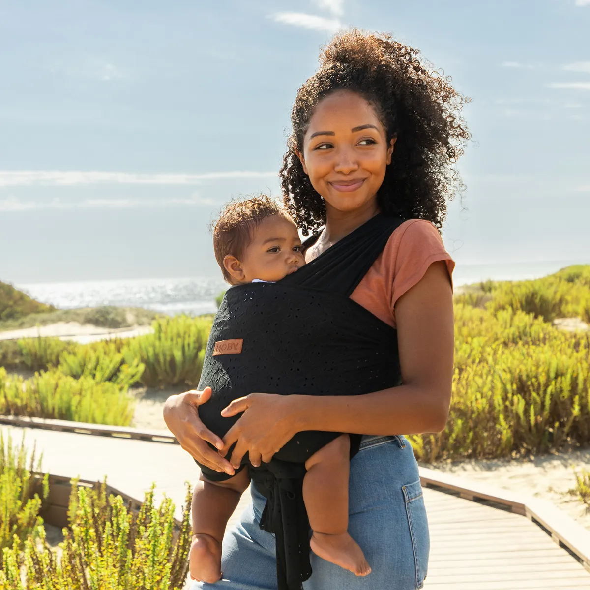 Petunia Pickle Bottom x MOBY Easy Wrap Carrier in Black Eyelet