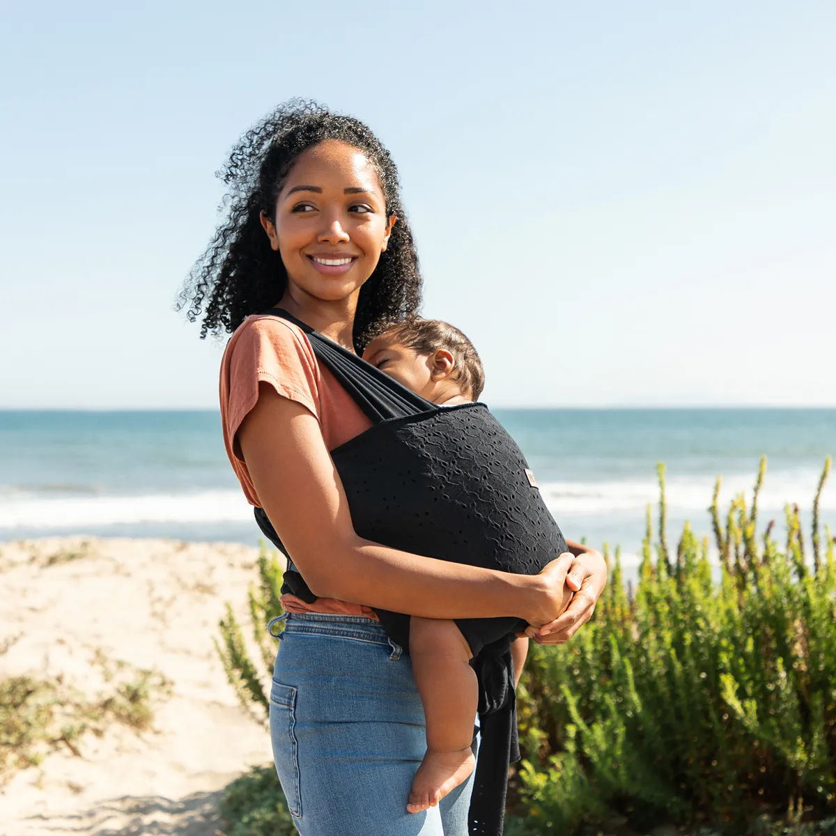 Petunia Pickle Bottom x MOBY Easy Wrap Carrier in Black Eyelet