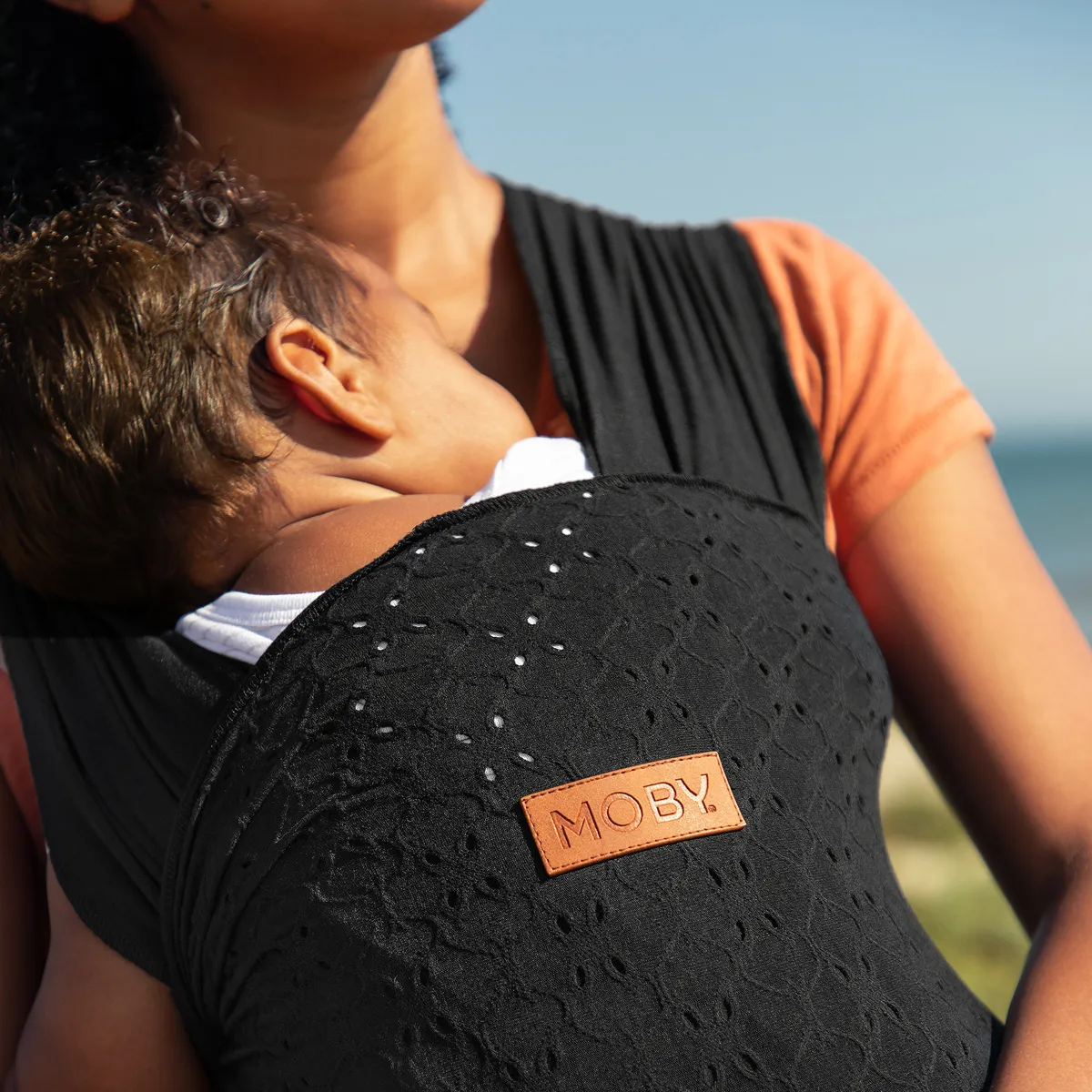 Petunia Pickle Bottom x MOBY Easy Wrap Carrier in Black Eyelet