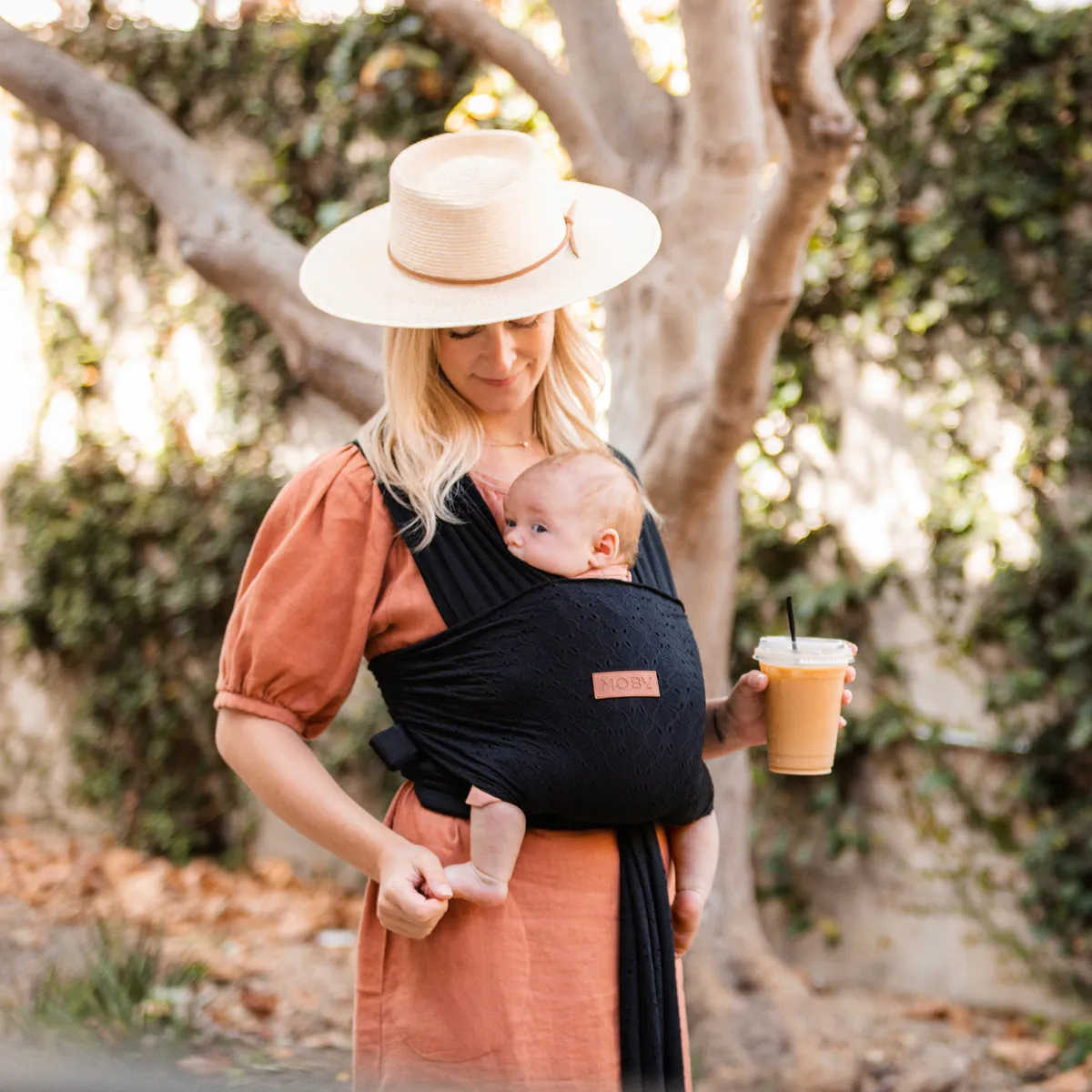 Petunia Pickle Bottom x MOBY Easy Wrap Carrier in Black Eyelet